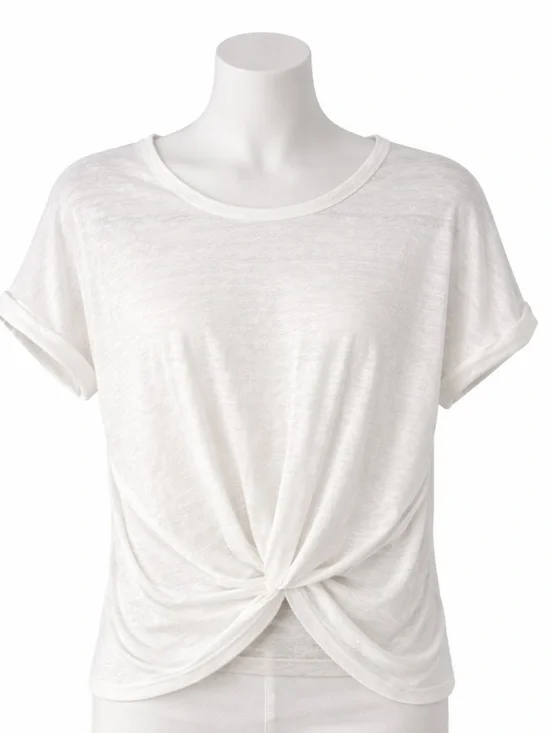 NWT Banana Republic Women’s Short Sleeve Twist-Front European Flax Linen Tee - Picture 1 of 7